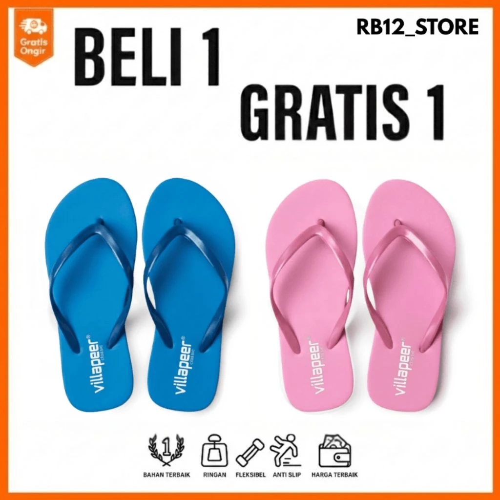 Sandal Jepit Wanita Terbaru Empuk Anti Slip EVA Beli 1 Gratis 1 - Gambar 3