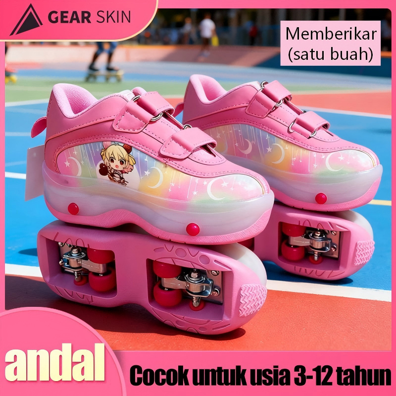 MATOUGUI-Sepatu roda Oxelo/Sepatu roda anakSkating Anak-Anak LED Kartun Terbaru 2026, Sepatu Terbang, lampu kedip/tidak licin/anti goyang/lnline skate/star/ukuran dapat disesuaikan/pu/gaya bajaj/mode skateboard - Gambar 4
