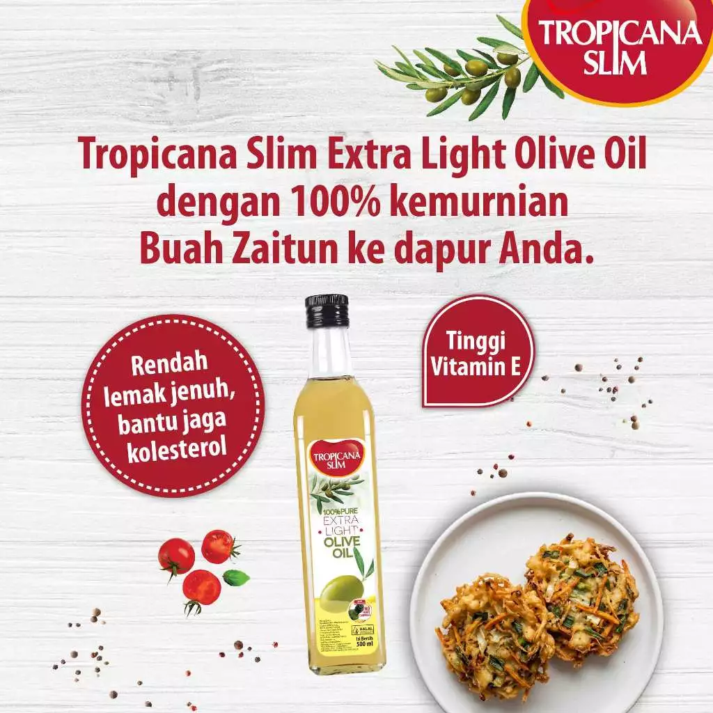 Tropicana Slim Extra Light Olive Oil 500 ml - Minyak Goreng Extra Light Olive Oil Lebih Sehat & Rendah Lemak Jenuh, Baik untuk Jantung - Gambar 3