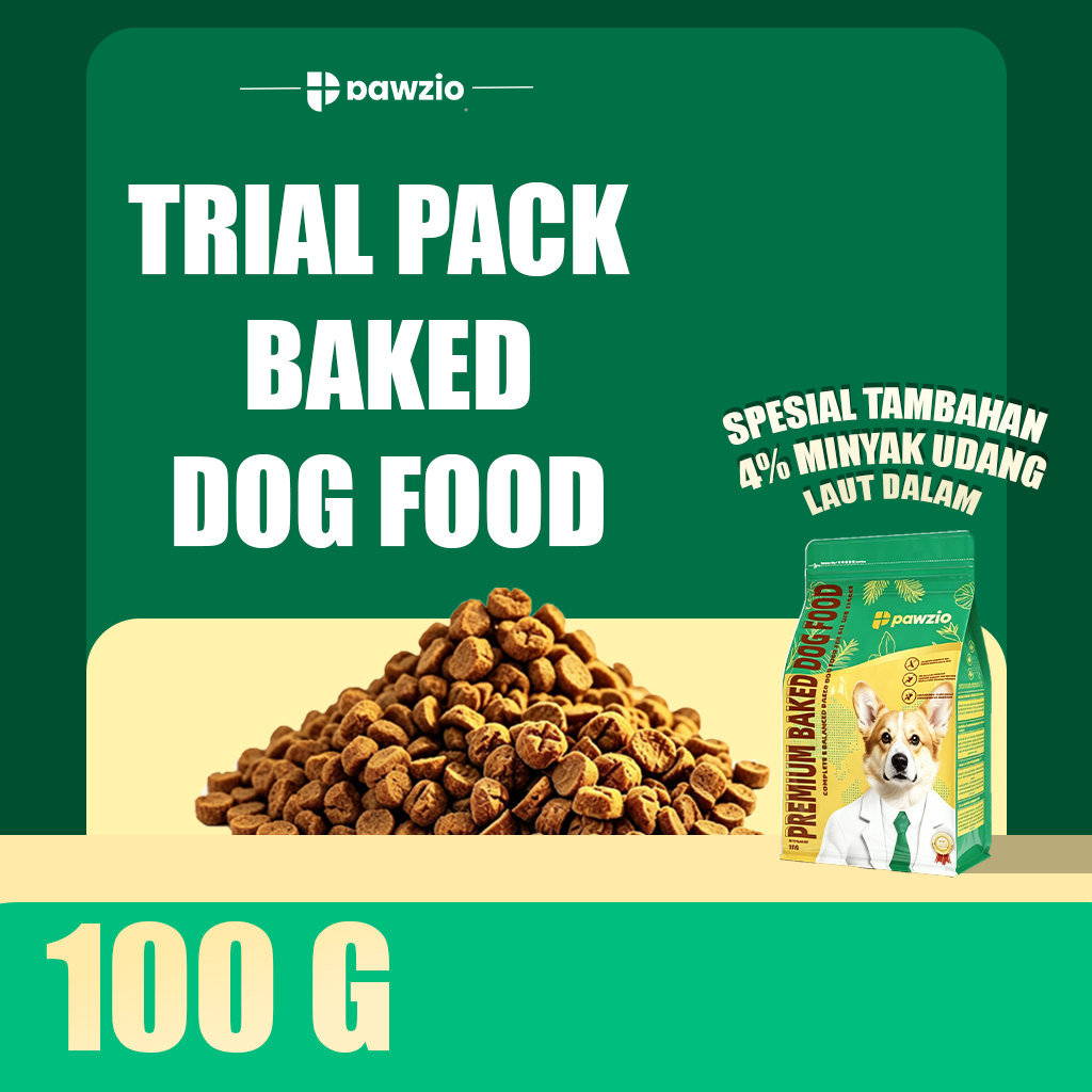PAWZIO TRIAL PACK PREMIUM BAKED DOGFOOD 100G Makanan Anjing Kaya Protein & Superfood untuk Tubuh Sehat & Berotot