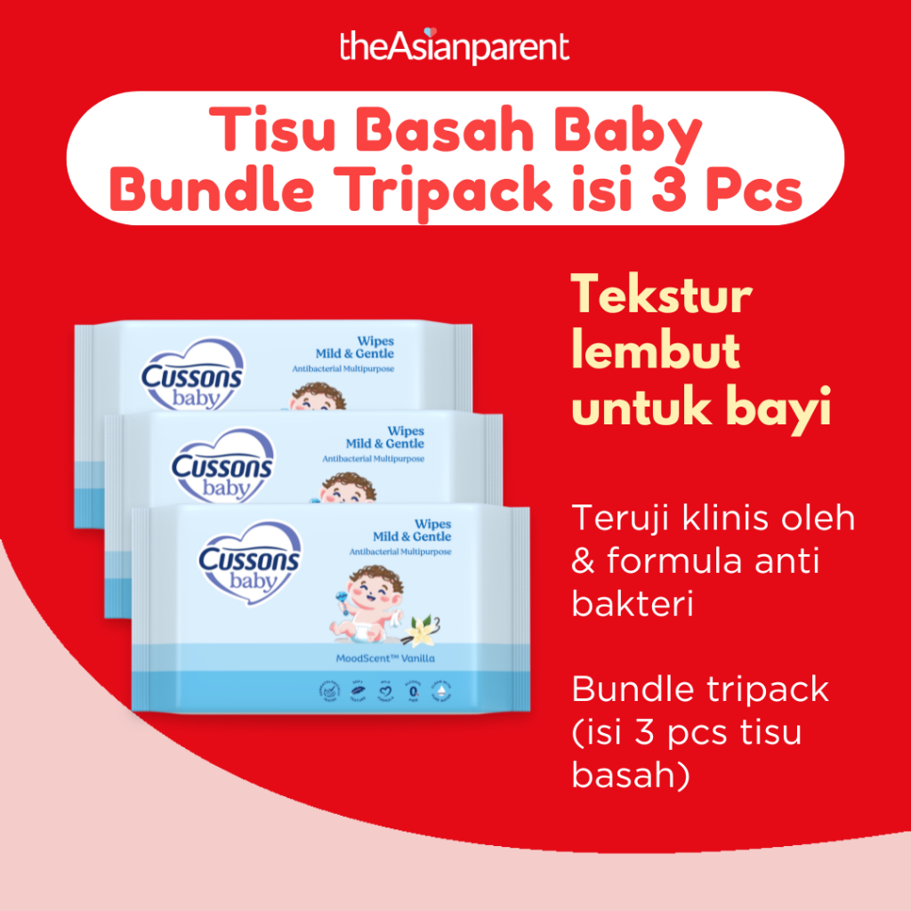 Tisu Basah Bayi Cussons Bundle Tripack Baby Wet Wipes - Untuk Ganti Popok - Isi 45 lembar x 3 Pack Tisu
