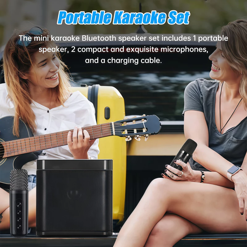 Speaker Bluetooth 203 Wireless Speaker With 2Mic Portable Karaoke Set For Family Party Super Sound Quality - Gambar 3