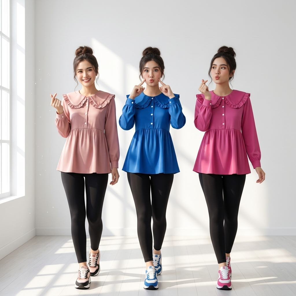 Ellysha Apparel Briella Silk Blouse Atasan Casual Wanita Kerah Lengan Panjang - Gambar 2