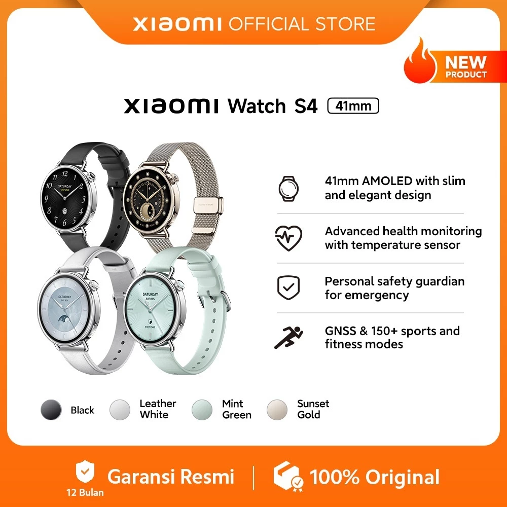 Xiaomi Watch S4 41mm/46mm / 41mm AMOLED with slim and elegant design / Advanced health monitoring with temperature sensor / Personal safety guardian for emergency / GNSS & 150+ sports and fitness modes [Official Store]