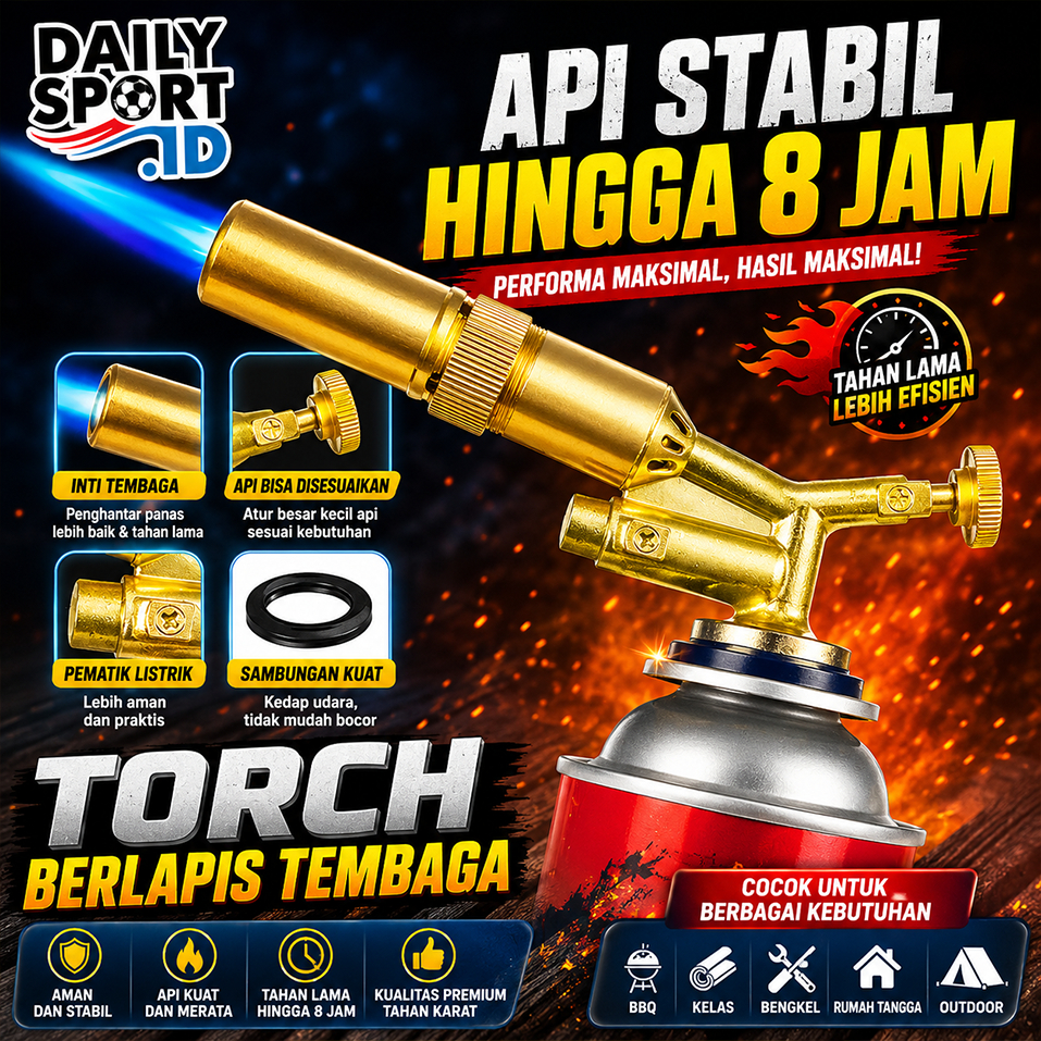 Kepala gas torch portable BBQ Blow Torch Flame Gun Korek/kepala gas portable kuningan Anti Karat Las Api Bakar Dapat dibalik