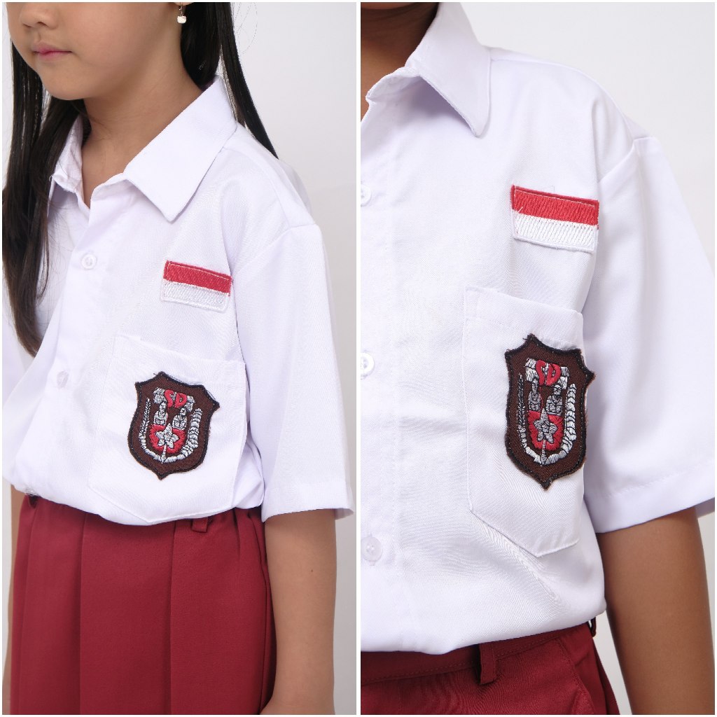 KEMEJA SERAGAM SEKOLAH SD MI PENDEK PANJANG PRIA WANITA WARNA PUTIH BAHAN PREMIUM TEBAL - Gambar 4