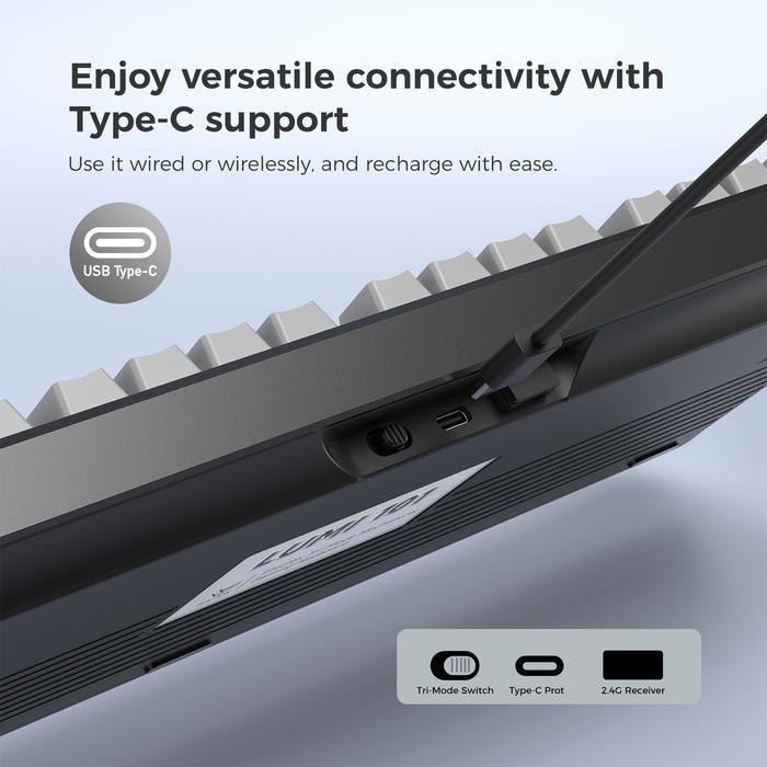 ELEC FOX / ELECFOX Lumi-101 / Lumi 101 Mechanical Keyboard 98% RGB Hot-Swappable Gaming Keyboard 3in1 Connection - Gambar 3
