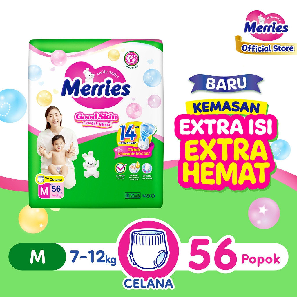 Merries Good Skin Pants Popok Bayi Perlengkapan Bayi M(7-12)kg Isi 56 Buah