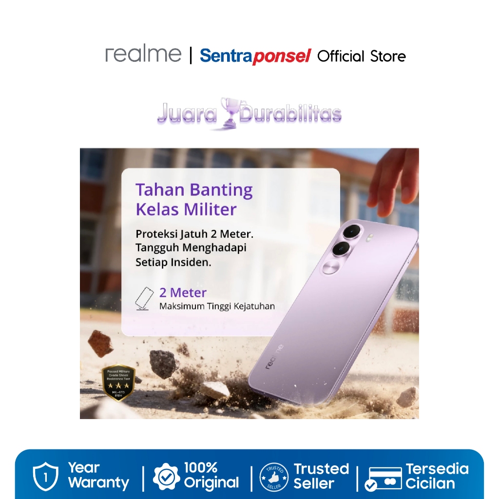 Realme C100i 4GB/128GB 4GB/256GB 6GB/128GB 7000mAh Titan Battery / 120Hz Ultra Smooth Display / ArmorShell™️Protection / IP64 Dust & Water - Gambar 4