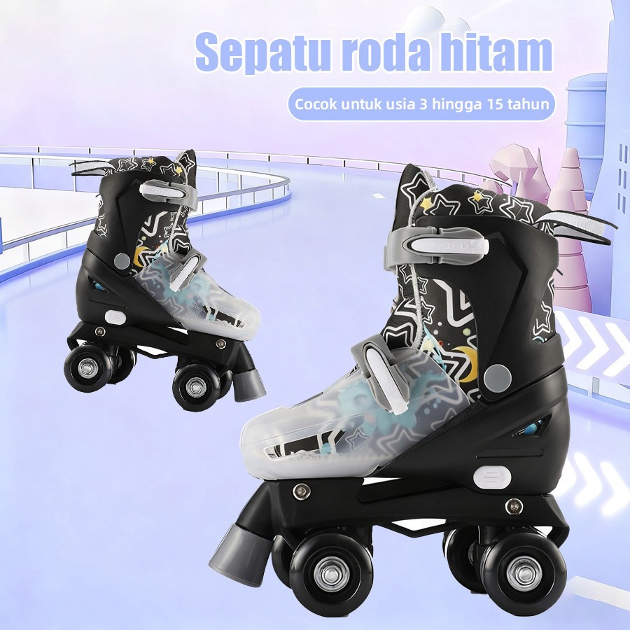 Matougui sepatu roda anak perempuan/sepatu roda Oxelo/sepatu roda dewasaa,lampu kedip/tidak licin/anti goyang/lnline skate/star/ukuran dapat disesuaikan/pu/gaya bajaj/mode skateboard - Gambar 4
