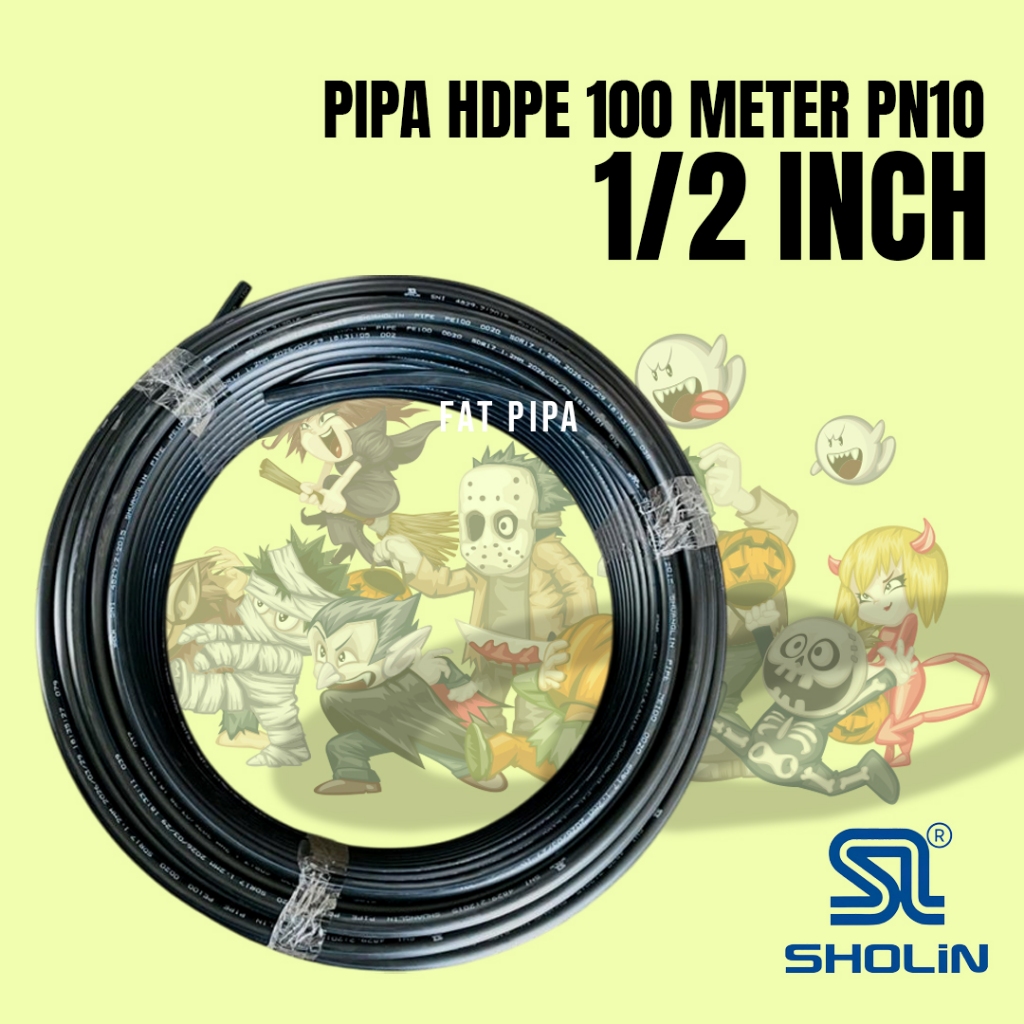 Fat Pipa HDPE 100 Meter 1/2 Inch PN10 Merk Sholin Shuanglin Selang Air Pipa Air Kualitas SNI PDAM PAM Perairan - Gambar 2