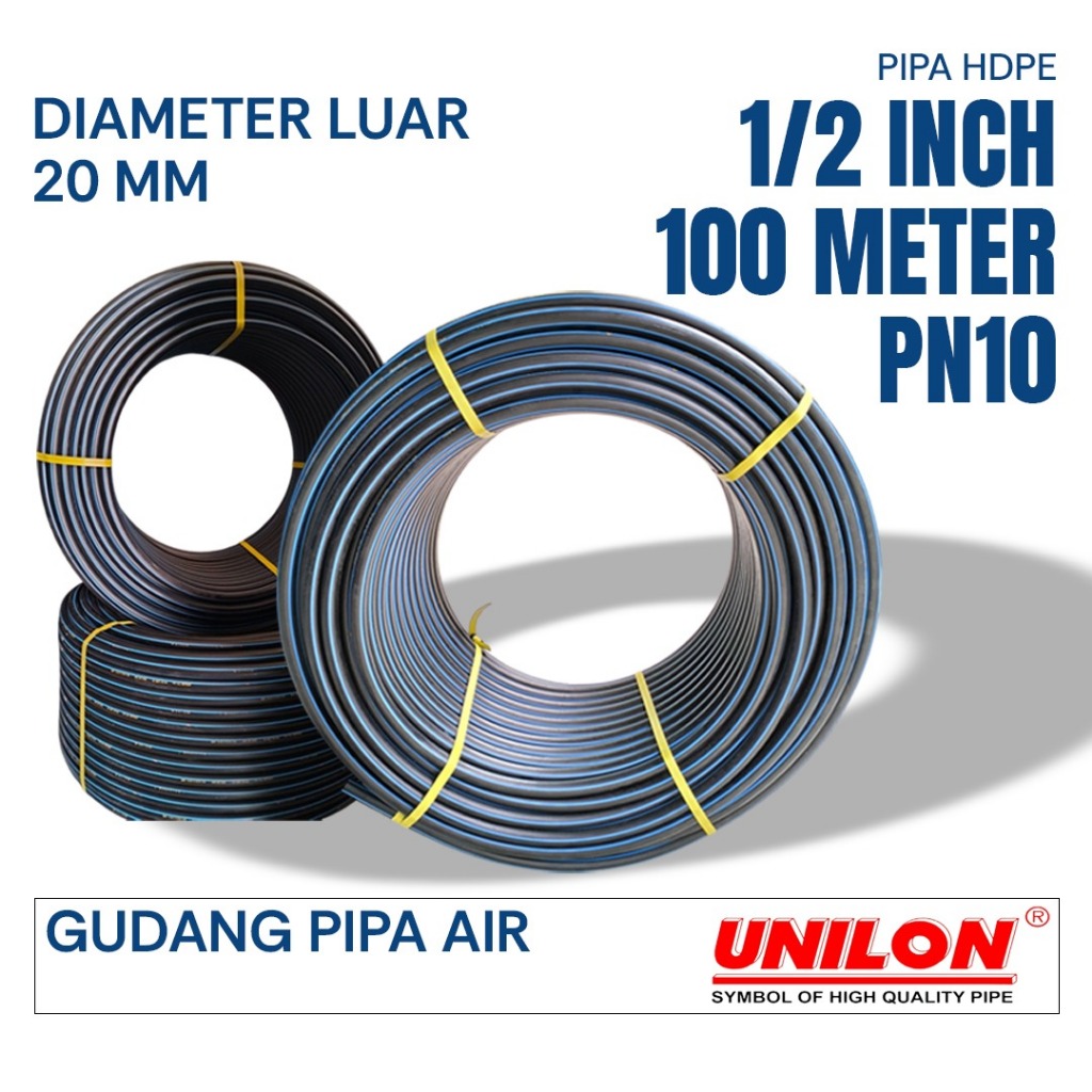 Pipa Hdpe 1/2 inch Unilon 100 Meter PN10 Berkhualitas