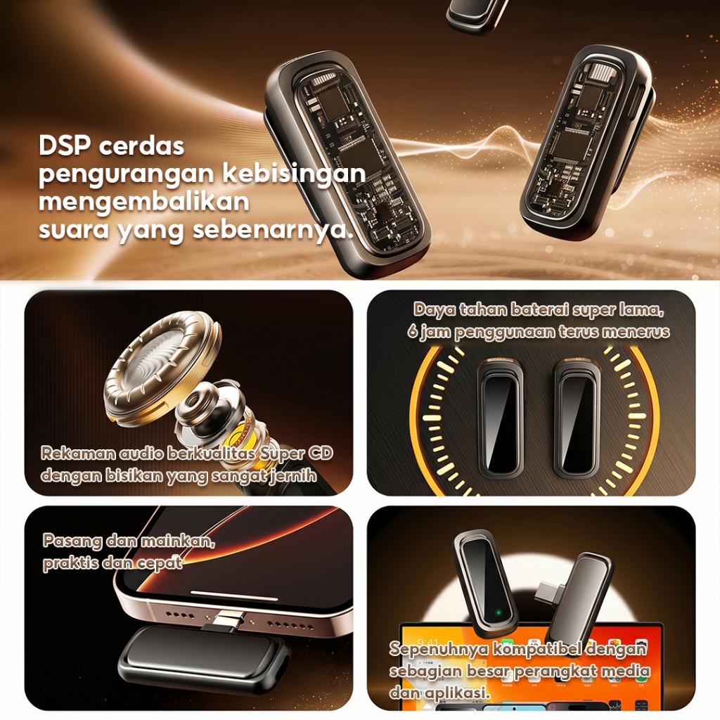 Yodevoe L1 Wireless Microphone 2 In 1Clip On Mic Wireless Lavalier Mikrofon HP Plug & Play Lavalier Mikrofon Dan Charging Case Mic Wireless for Youtuber Vlog Tiktok Live Streaming - Gambar 2