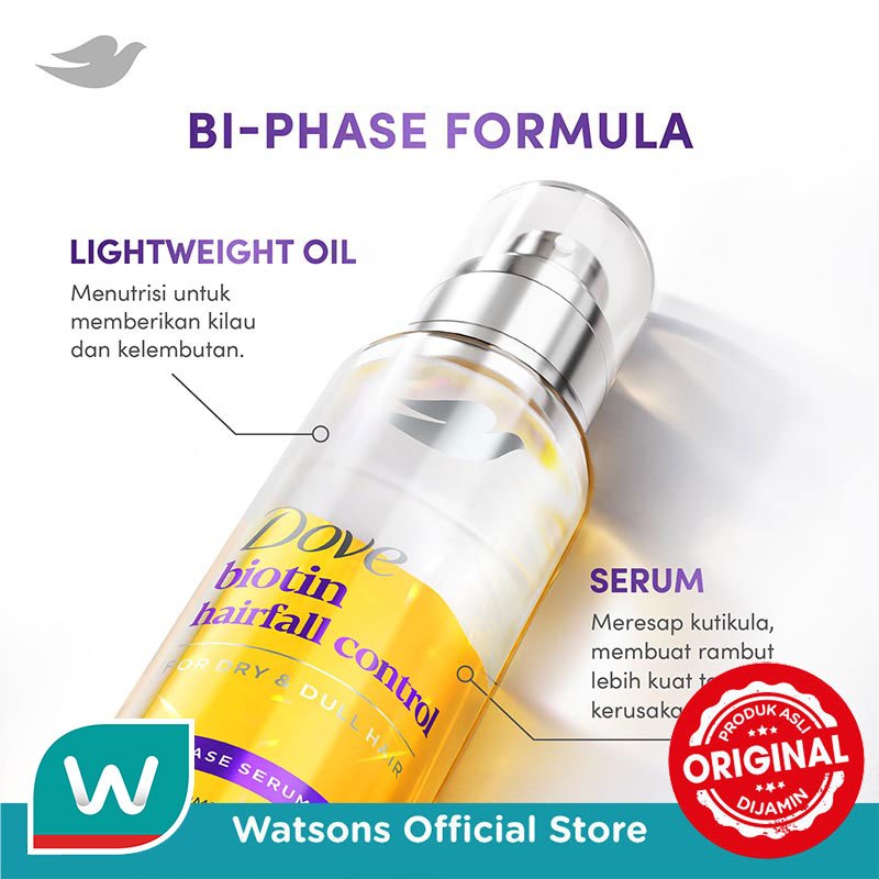 Dove Biphase Serum + Oil Biotin Hairfall Control 77ml - Gambar 3