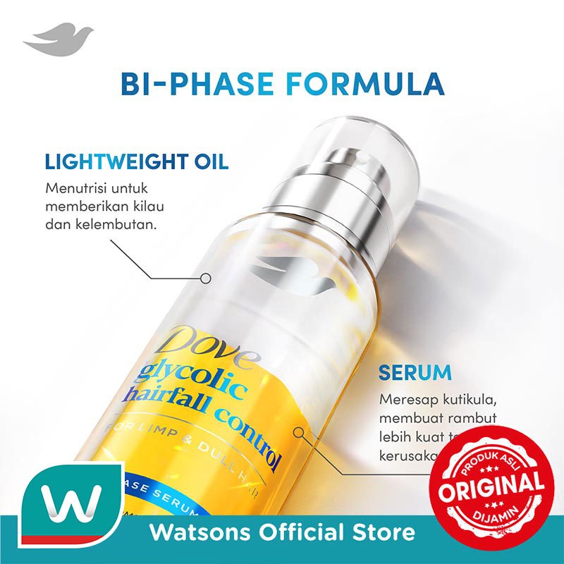 Dove Biphase Serum + Oil Glycolic Hairfall Control 77ml - Gambar 3