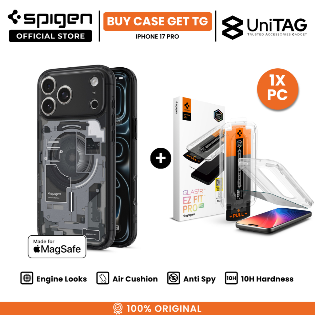SPIGEN Special Bundling for iPhone 17 Pro Case Ultra Hybrid Magfit Zero One Black + Tempered Glass with Tray 1 Pack Glas.tR EZ Fit Pro HD Privacy