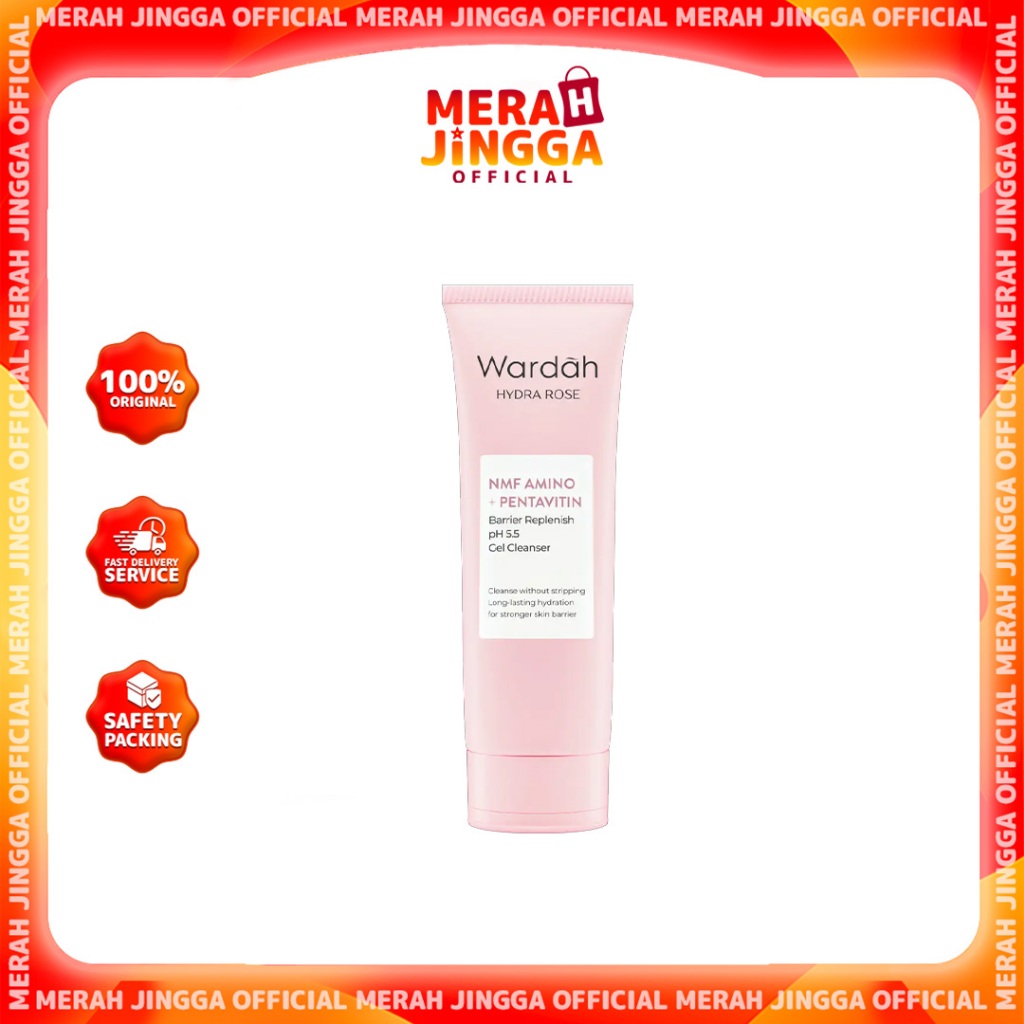 Wardah Hydra Rose NMF Amino + Pentavitin Barrier Replenish pH 5.5 Gel Cleanser 100 ml / Merah Jingga Official