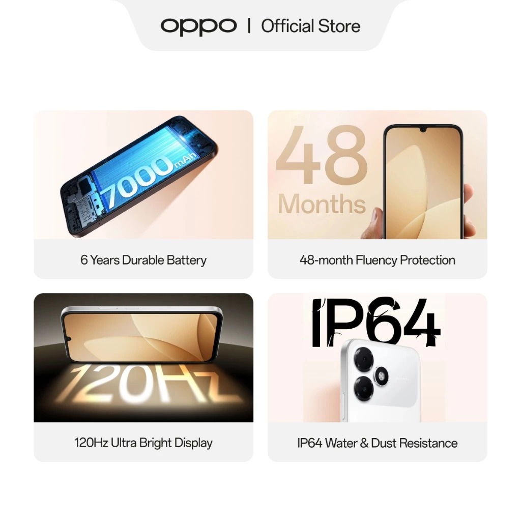 Oppo A6C [4GB+64GB] [4GB+128GB] - Display Ultra Bright 120Hz 6.75 inches - UNISOC T7250 - 7000mAh - Garansi Resmi 1 Tahun - Gambar 2