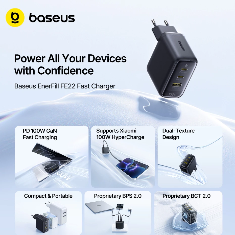 Baseus Enerfill FE22 2C+U PD 70W/100W Fast Charger Support Quick Charge 4.0 3.0 For Laptop - Gambar 2