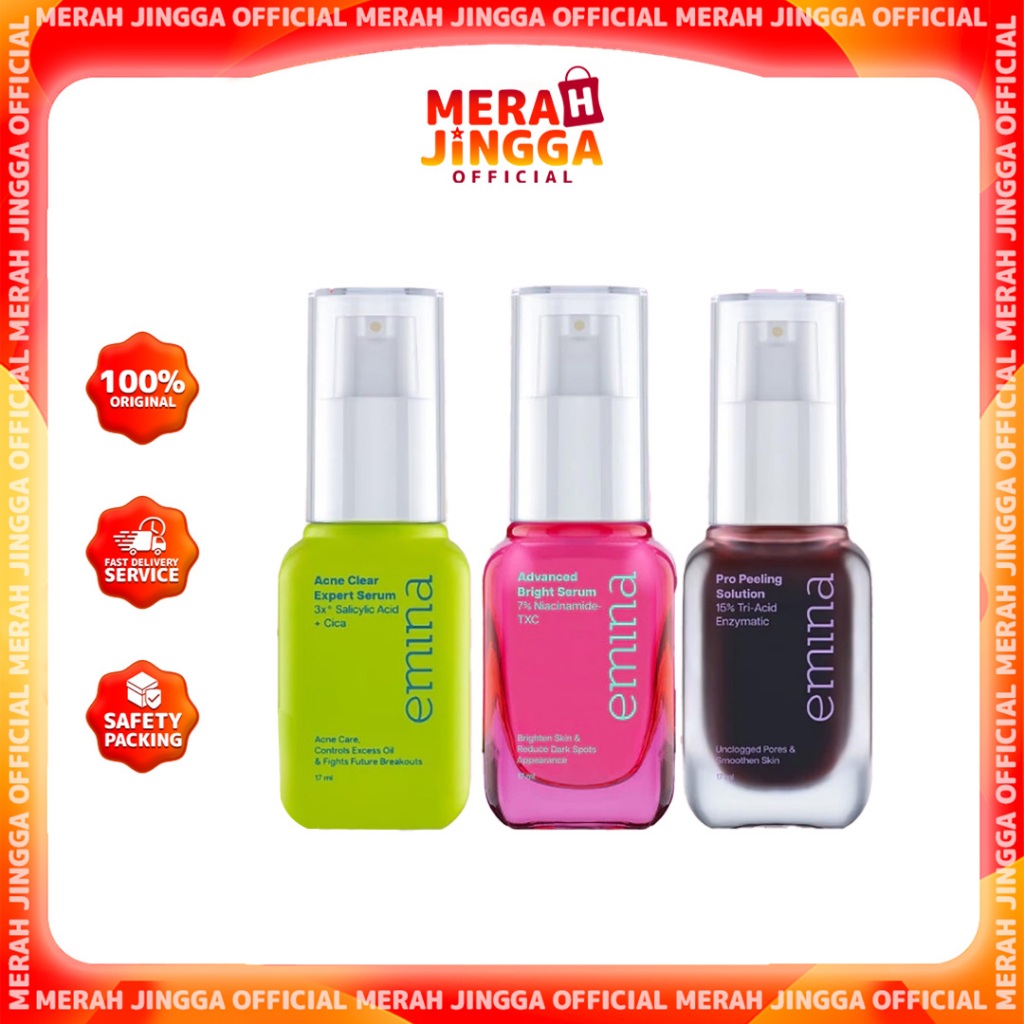Emina Serum Series 17ml Serum Brightening Mencerahkan Serum Acne Peeling Serum Merah Jingga Official