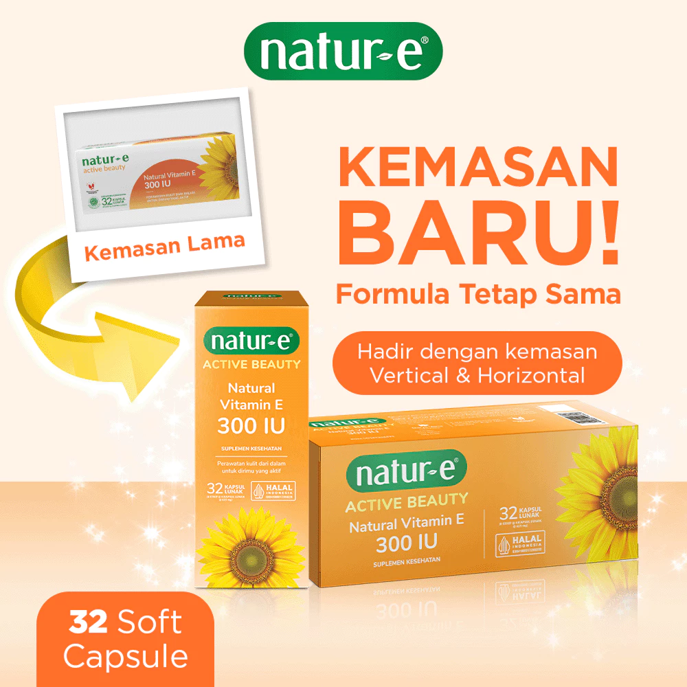 Natur-E Active Beauty Natural Vitamin E 300 IU 16s/32s - Soft Capsule Dengan Vitamin E 300 IU - Membantu Menjaga Kesehatan Kulit dari Dalam - Gambar 4