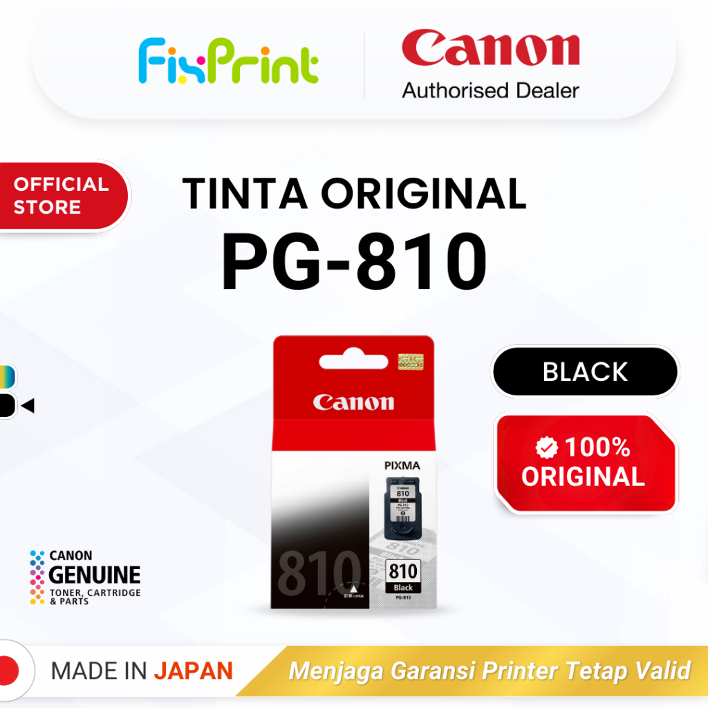 FixPrint 100% ORIGINAL Tinta Canon PG 810 Black - Printer iP2770 MP258 MP287 - Tinta Asli