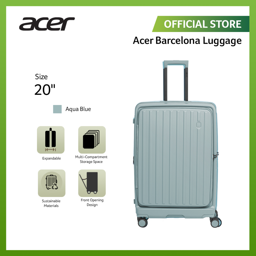 Acer Fashion Koper Polyethylene Barcelona Carry-on Luggage - Aqua Blue