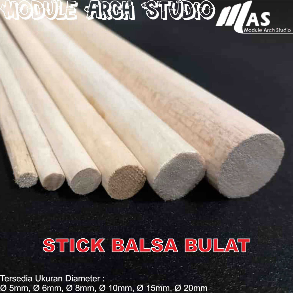 Balsa Dowel Stick 50cm Length Diameter 15mm - 20mm Round Balsa Stick ...
