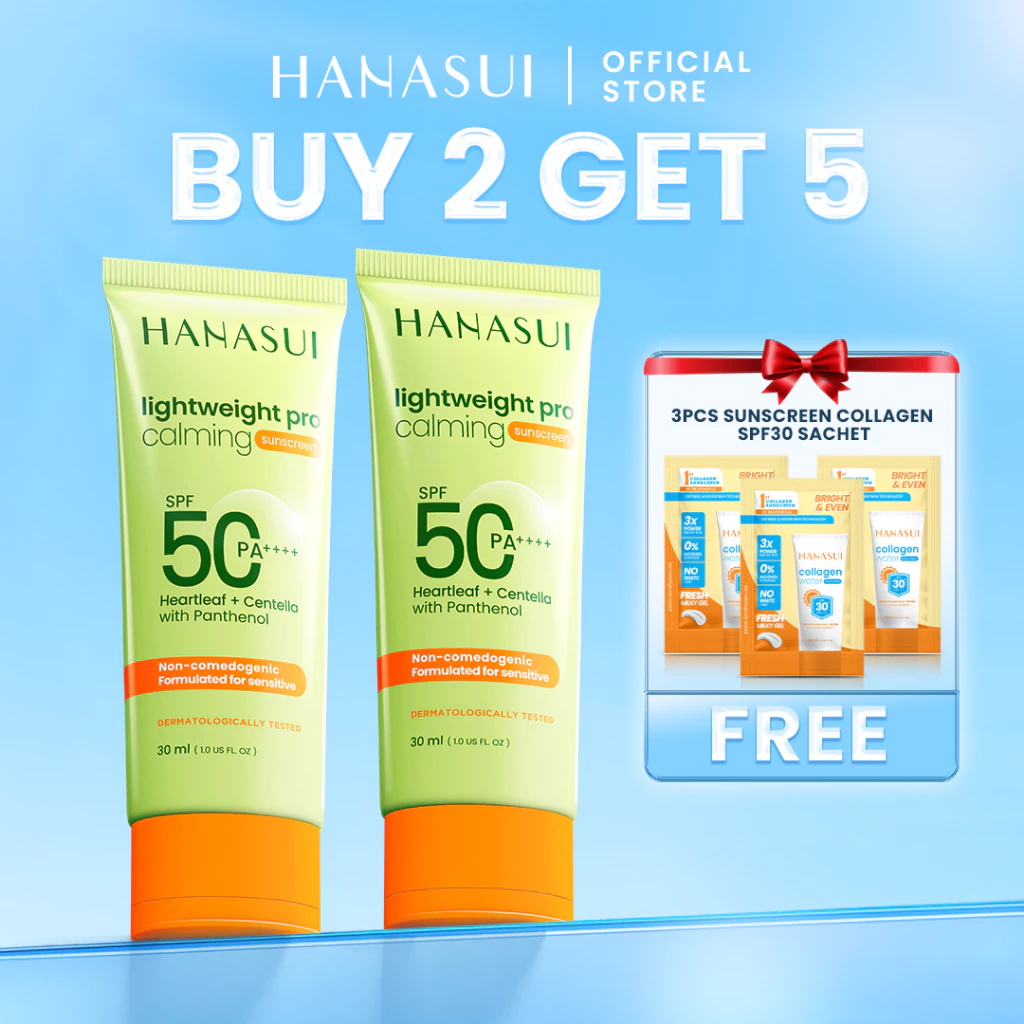 Hanasui Lightweight Pro Calming Sunscreen SPF 50 - Sunscreen Kulit Sensitif & Jerawat - Non Comedogenic 0% Alcohol & Perfume - Gambar 2