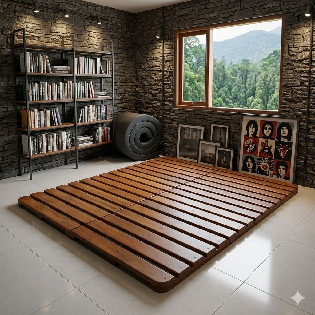 Dipan Palet Kayu 160x200 cm Jati Perhutani Allgrade Tinggi 4 cm Model Bongkar Pasang - senaly -