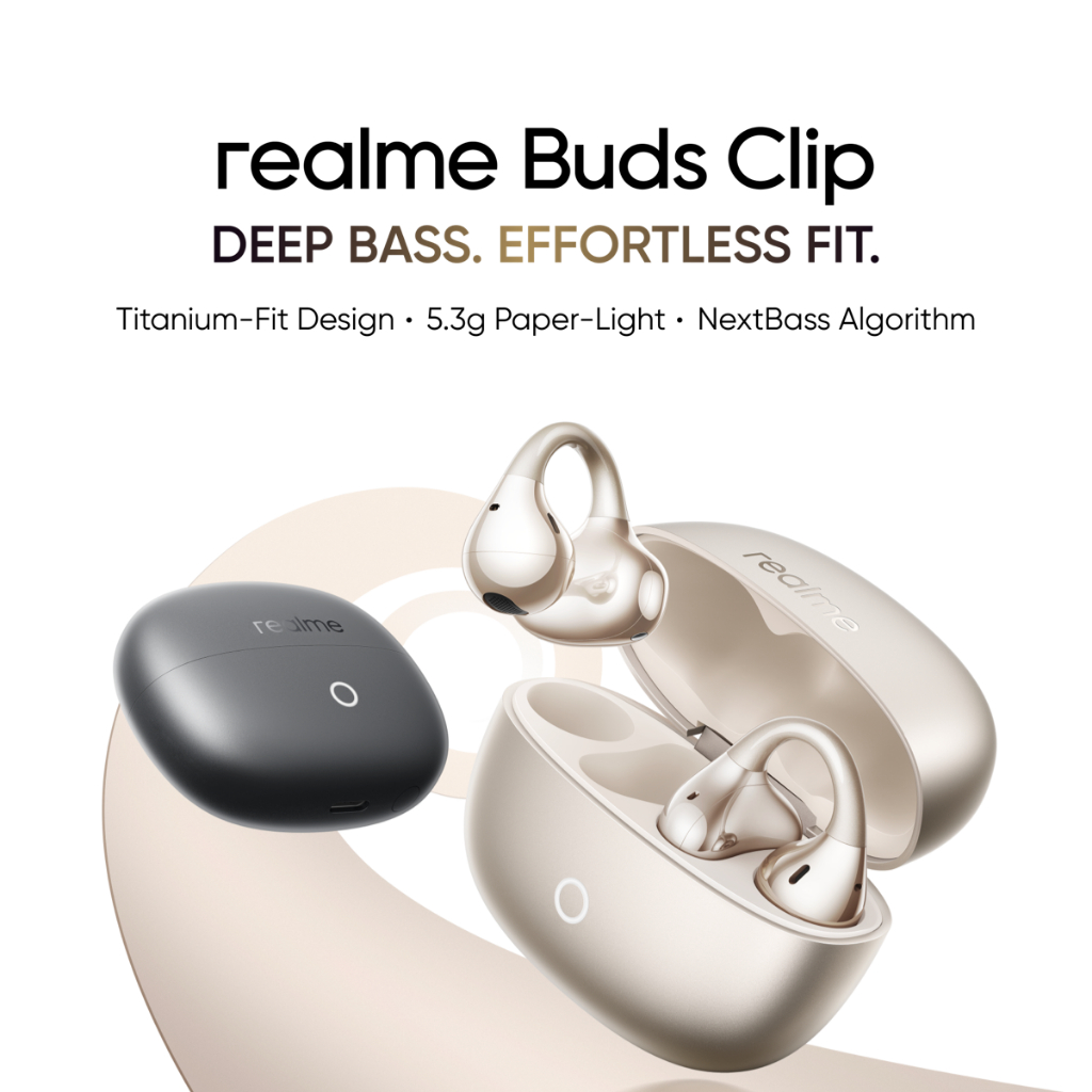 realme Buds Clip (Titanium-Fit Design | 5.3g Paper-Light Weight | NextBass Algorithm | AI Live Translator) - Gambar 2