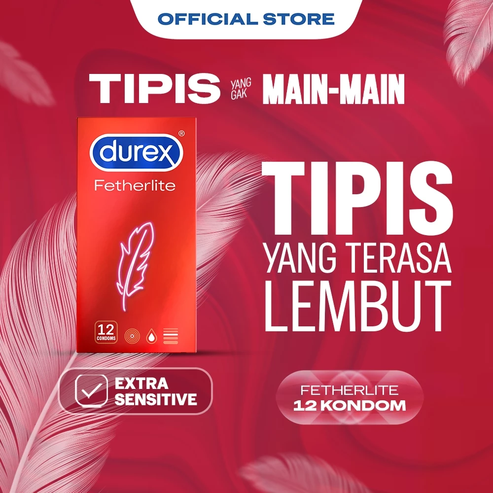 Durex Fetherlite - 12s (Kondom Pria Tipis Yang Terasa Lembut Dengan Extra Lubricant, Nikmati Kedekatan Dengan Pasangan Tanpa Mengorbankan Keamanan. Alat Kontrasepsi)