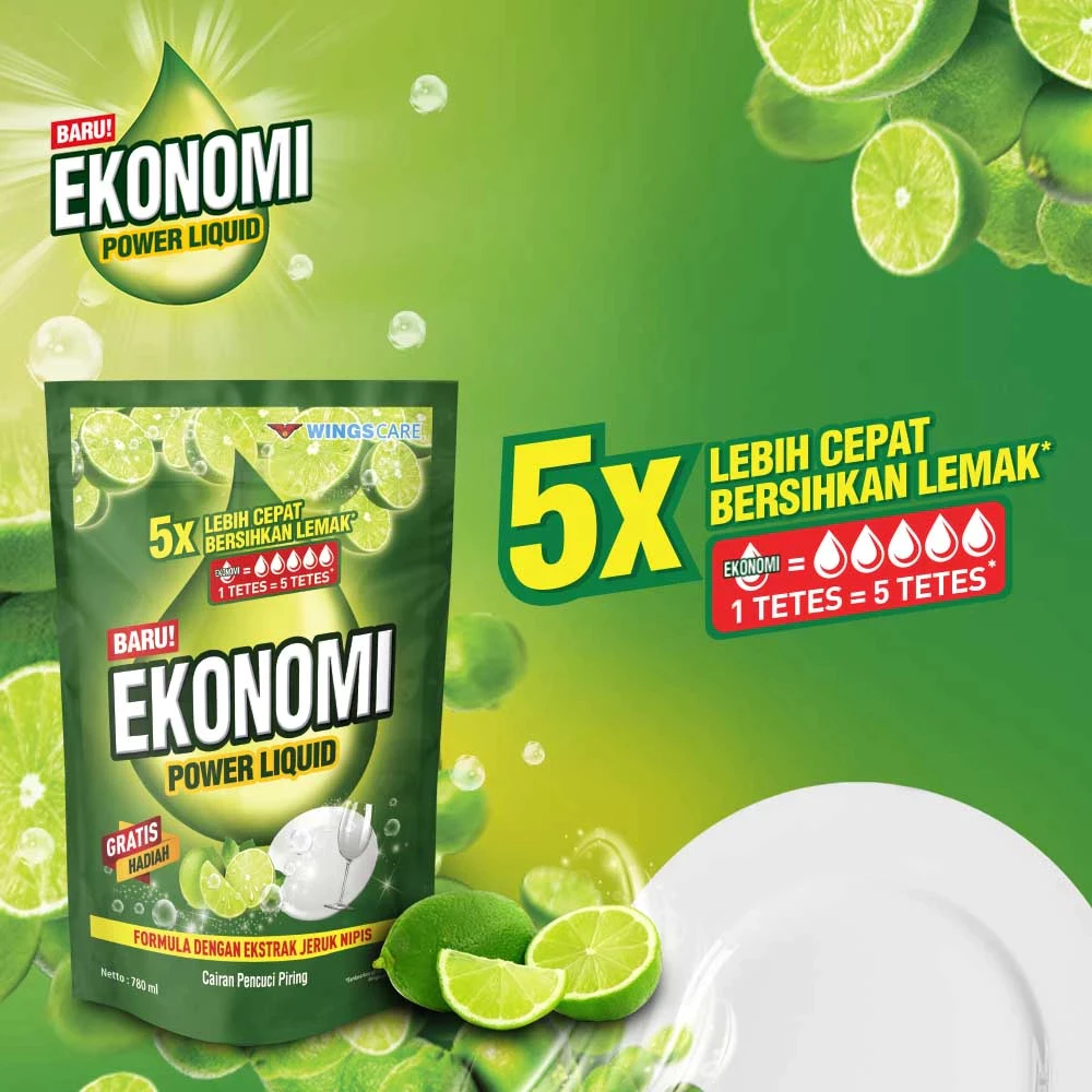 Ekonomi Power Liquid Sabun Cuci Piring Jeruk Nipis Pouch 1550 gr - Gambar 2