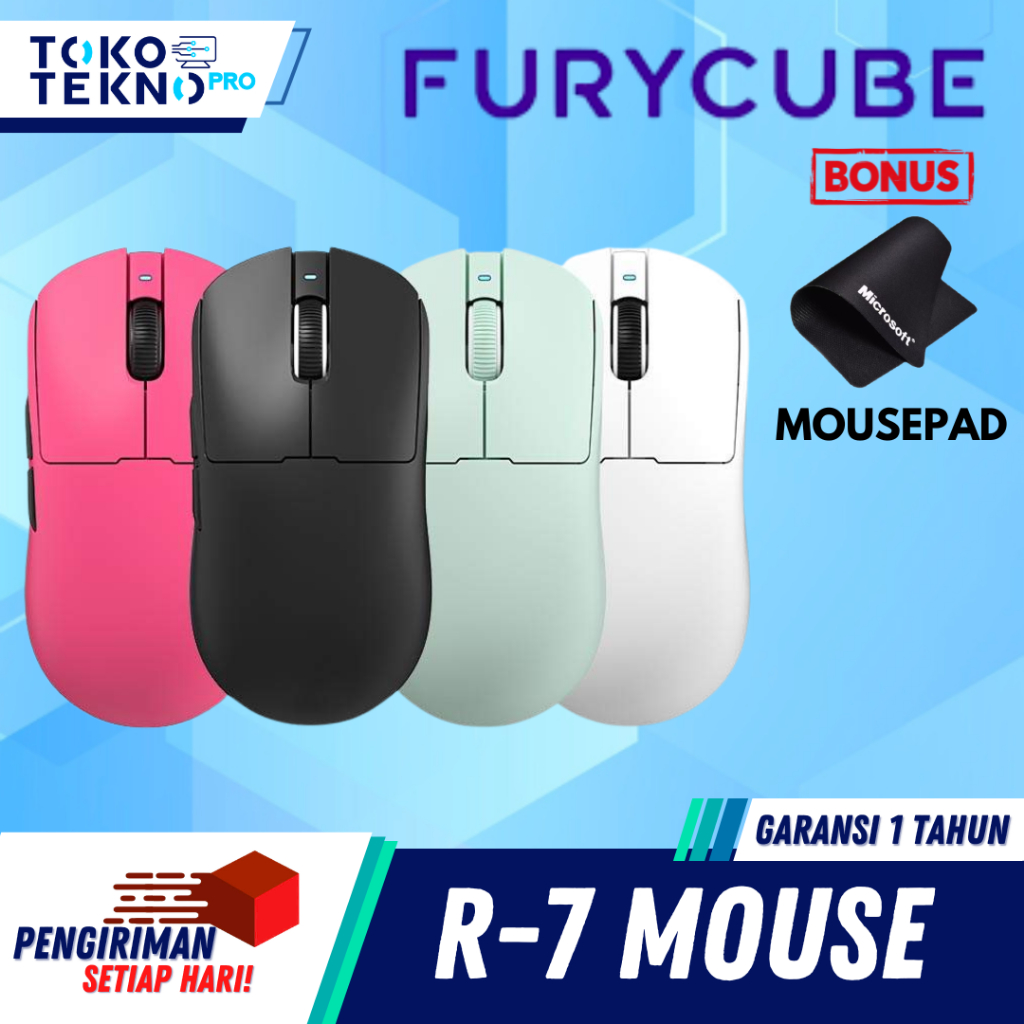 FURYCUBE R7 / R-7 Mouse Gaming Wireless Tri-Mode Connection PAW3311 RGB Light