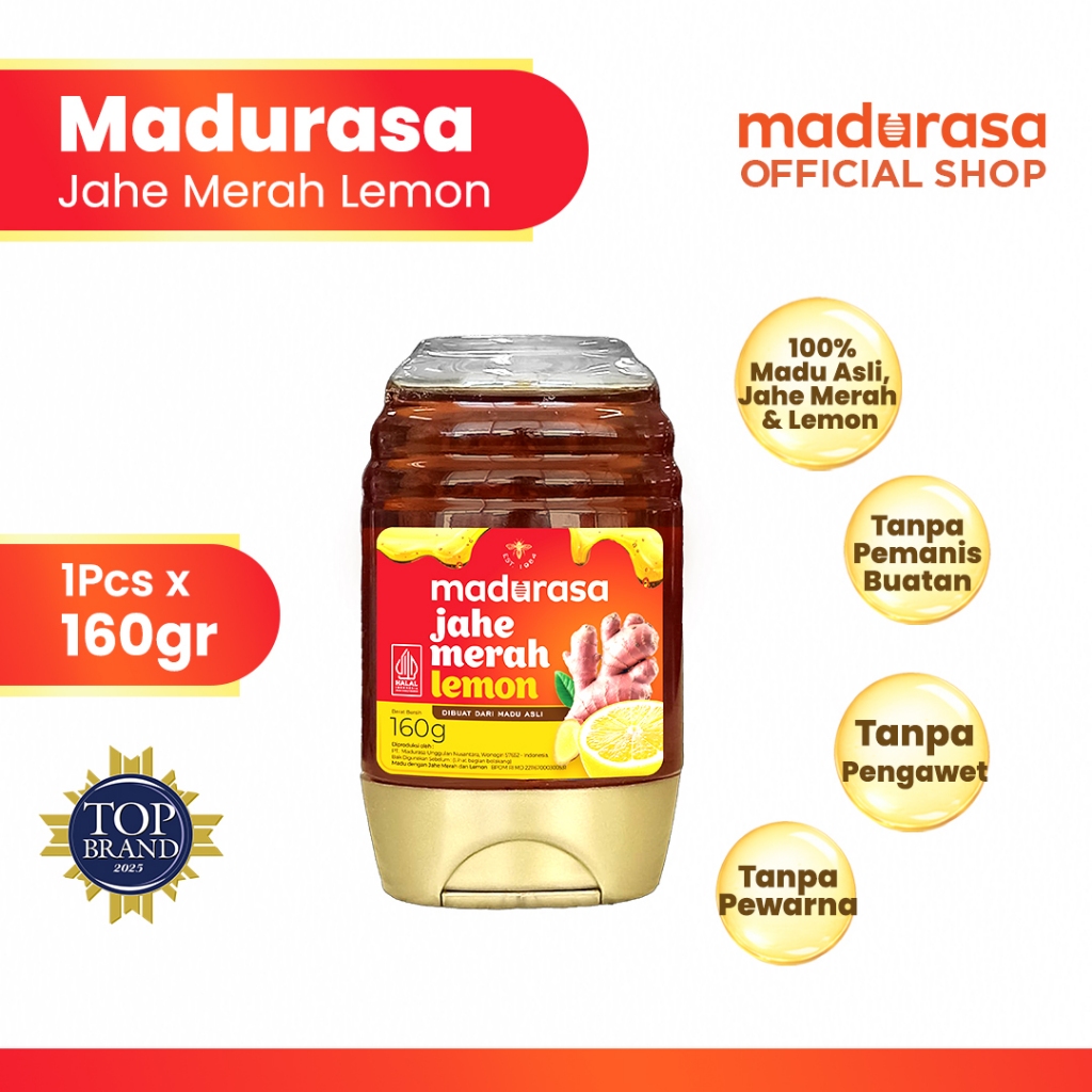 Madurasa Jahe Merah Lemon Botol PET 160Gr - Madu Murni