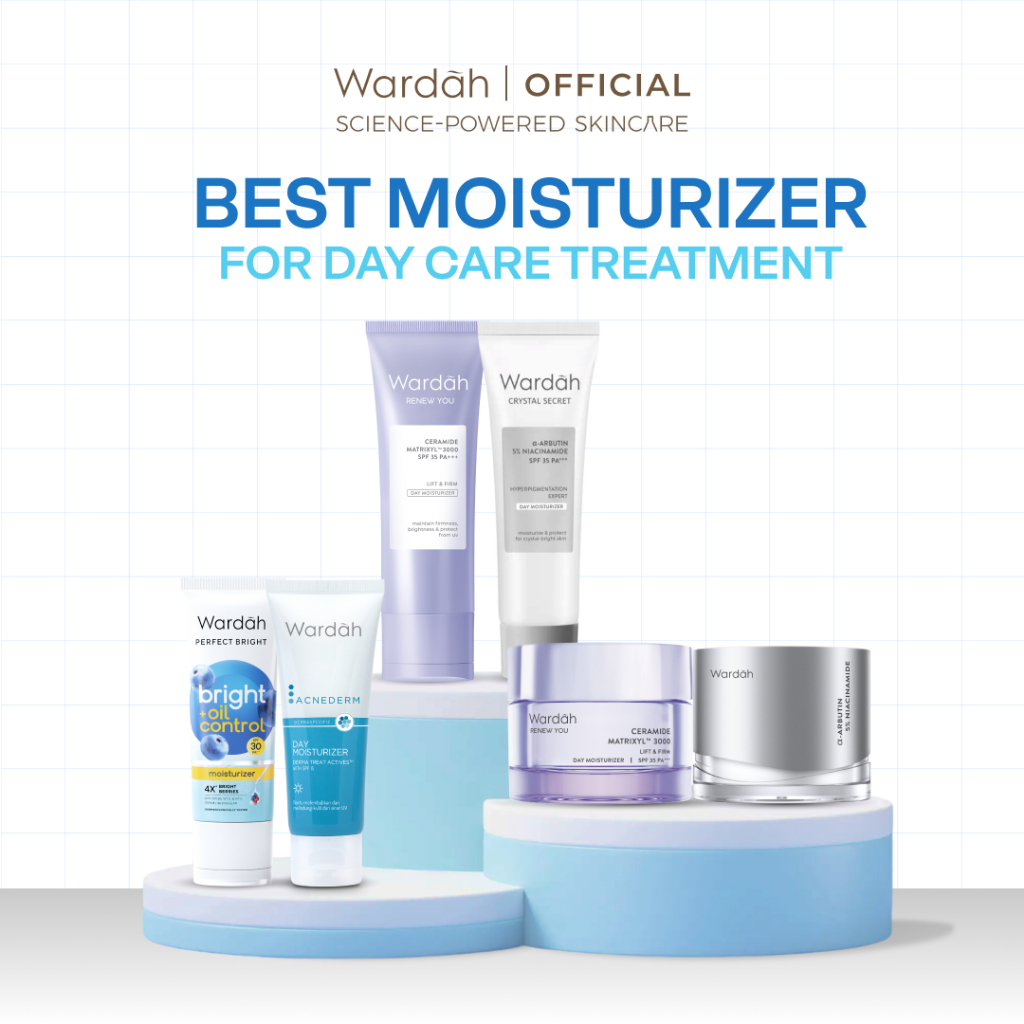 WARDAH Day Moisturizer All Series - Menyamarkan Bekas Jerawat, Dark Spot, Meratakan Warna Kulit, Menjaga Elastisitas Kulit, Melembabkan Wajah - Acnederm, Lightening, Perfect Bright, Crystal Secret, Renew You - Skincare