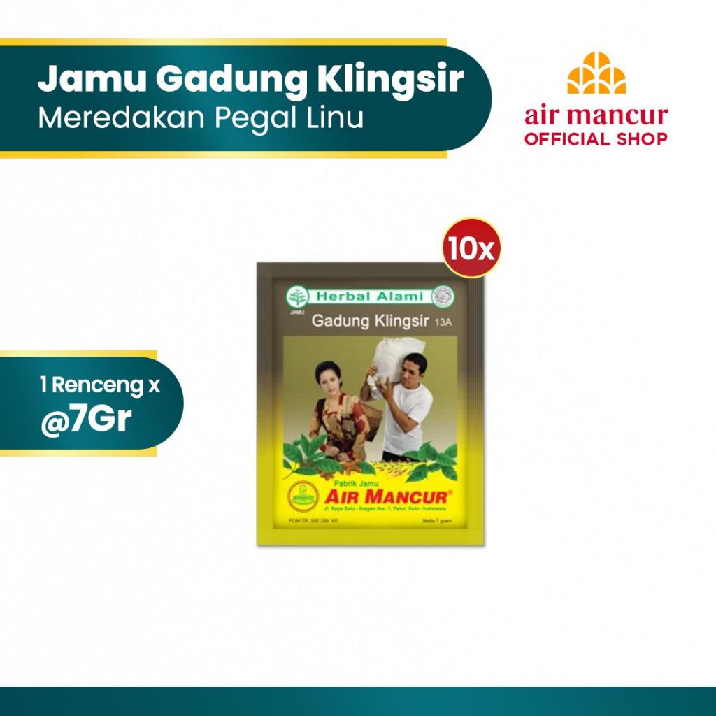 Air Mancur Jamu Serbuk Gadung Klingsir 10x7gr - Meredakan Pegal Linu