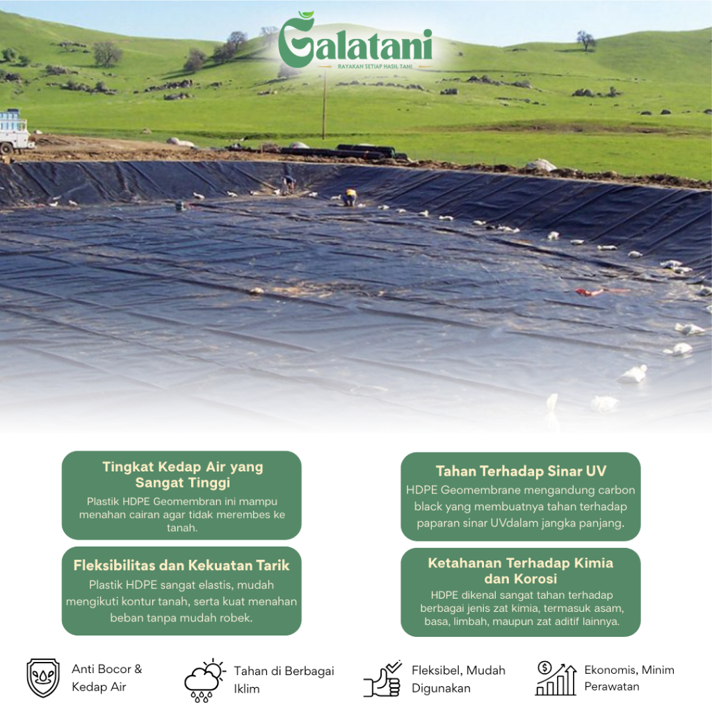 Plastik HDPE Geomembrane Lebar 6 Meter Tebal 300 Mikron 500 Mikron - Gambar 4