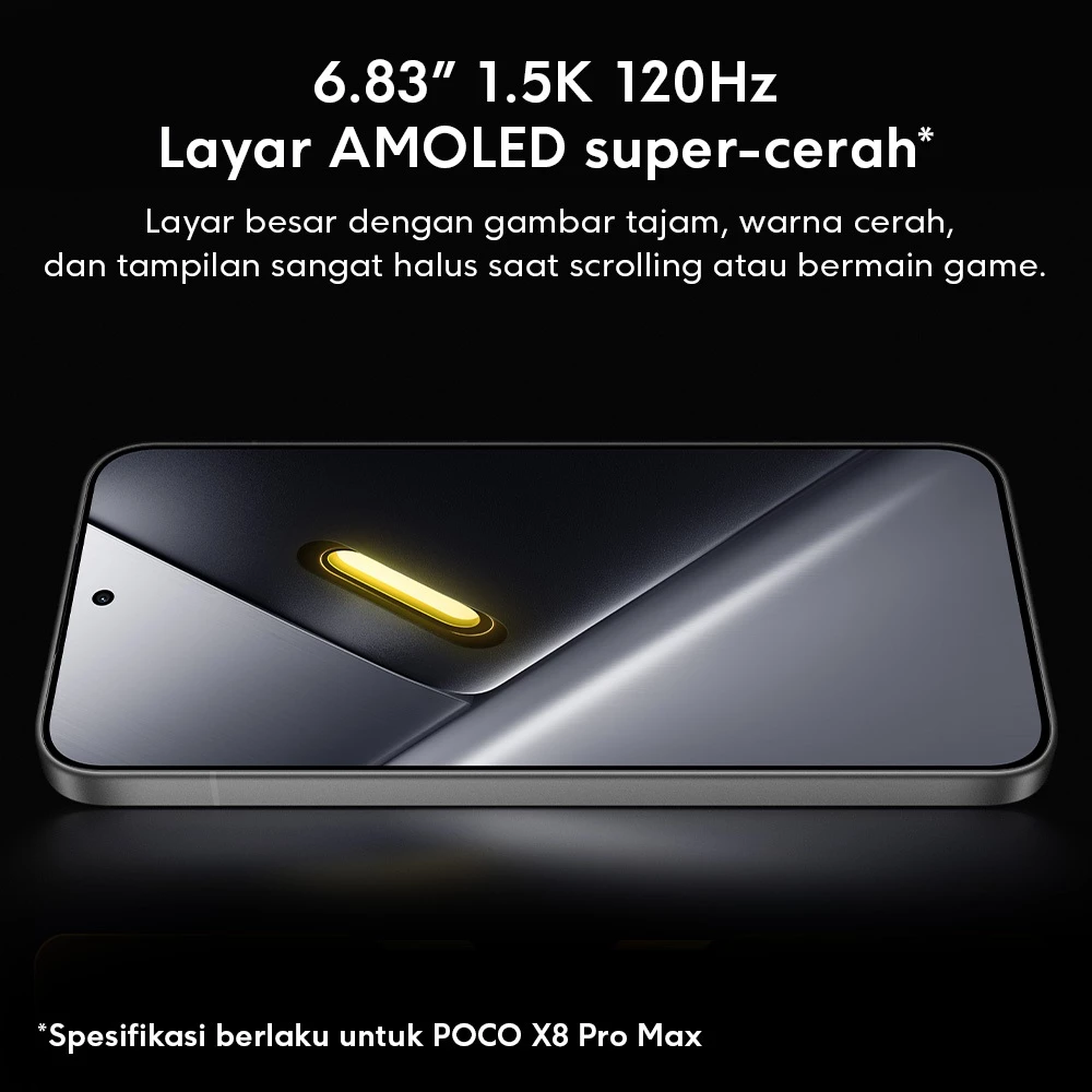 POCO X8 Pro Series / POCO X8 Pro Max (12GB/512GB) (12GB+256GB) / POCO X8 Pro (12GB+512GB) (8GB+512GB) (8GB+256GB) / Dimensity 9500s / 8500mAh (typ) battery dengan 100W HyperCharge / HP Gaming [Xiaomi Official Store] - Gambar 4