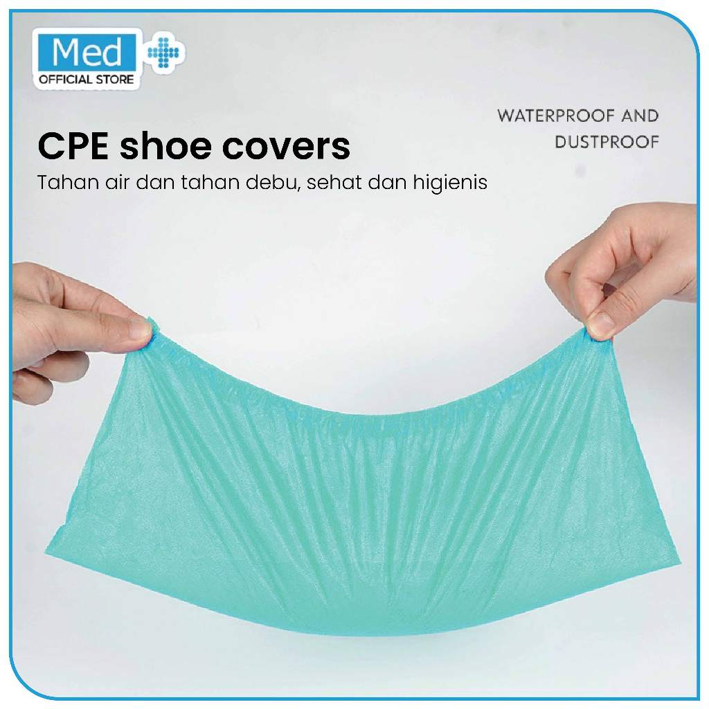 Med+ Sarung Sepatu Plastik Sepasang Sekali Pakai / Sarung Sepatu Medis / Laboratory Shoe Cover - Gambar 3