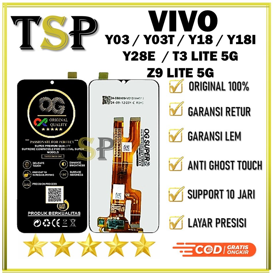 LCD TOUCHSCREEN VIVO Y03 / Y03T / Y18 / Y18I / Y18E / Y18S / Y28S 5G / Y28E 5G / T3 LITE 5G / Z9 LITE 5G ORIGINAL 100%