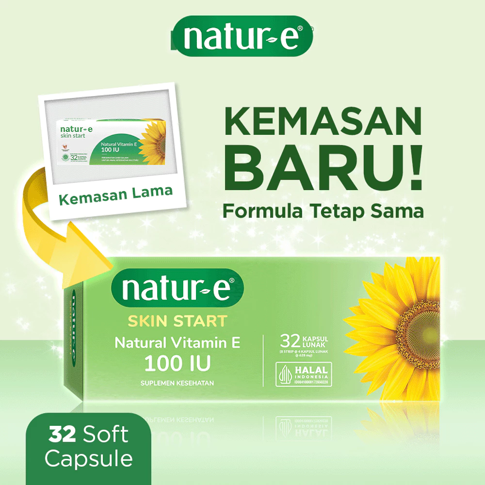 Natur-E Triple Pack Soft Capsule - Skin Start Natural Vitamin E 100 IU 32s x 3pcs - Suplemen Kecantikan Dengan Vitamin E 100 IU - Membantu Menjaga Kesehatan Kulit dari Dalam - Gambar 3