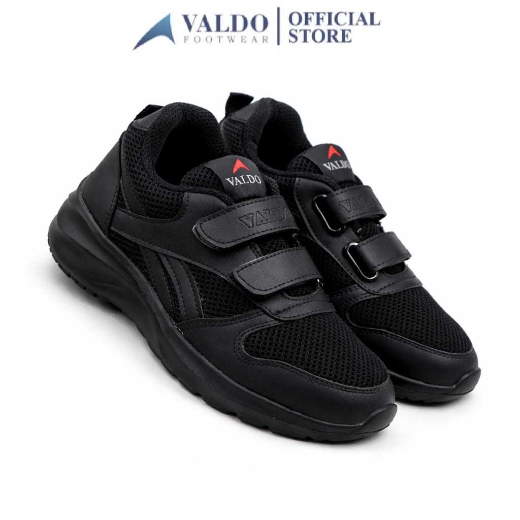 Valdo Footwear Size 24-40 Felix Sepatu Sekolah Anak Paud Tk Sd Perekat Umur 2-15Thn Full Hitam F 020 - Gambar 2