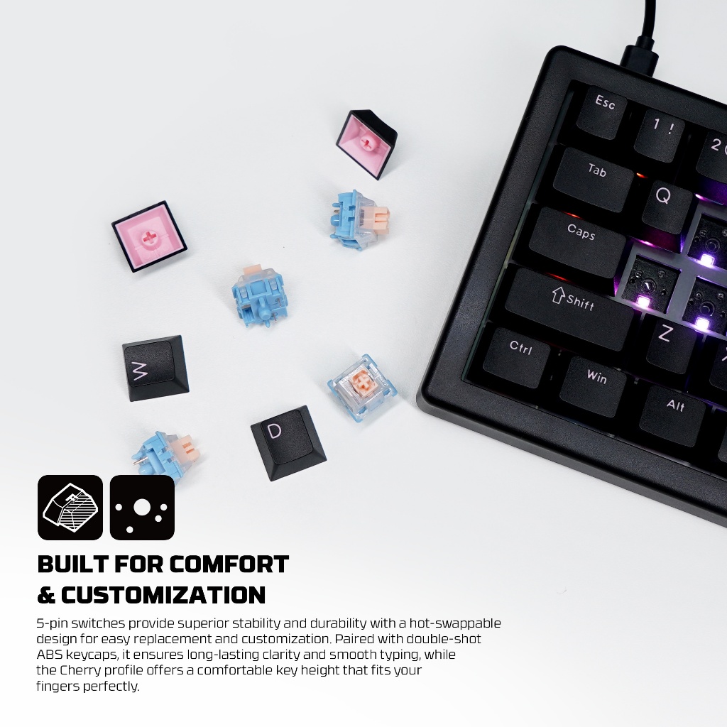 Fantech Atom X66 / AtomX66 / Atom X-66 / MK614 / MK-614 Mechanical Gaming Wired Keyboard ARGB - Gambar 2
