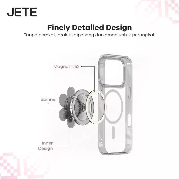 Griptok JETE Socket Pop Flower Blossom Magnetic Socket Handphone Universal Ring HP Stand Holder 60° Phone Grip Holder Iring Stand For Android For iPhone X XR 11 12 14 15 16 17 - Gambar 3