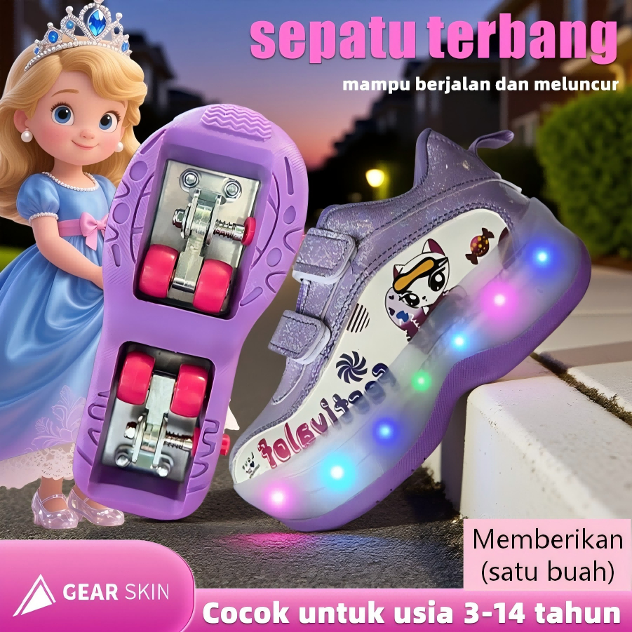 MTG-sepatu roda/sepatu roda Oxelo/lampu kedip/tidak licin/anti goyang/lnline skate/star/ukuran dapat disesuaikan/pu/gaya bajaj/mode skateboard - Gambar 2