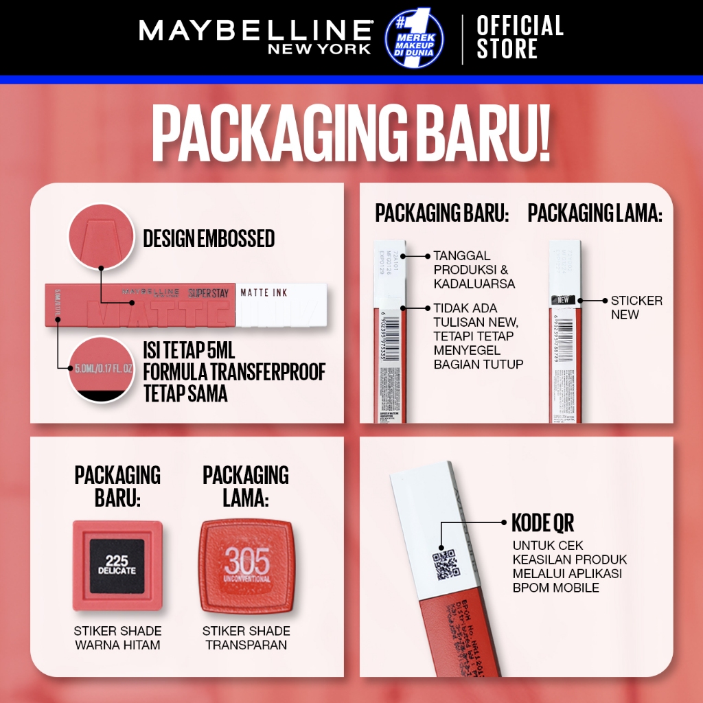 [SHOPEE BEAUTY AWARDS - BEST LIP MAKEUP] MAYBELLINE OFFICIAL Superstay Matte Ink Liquid Long Lasting Waterproof Matte Lipstick Lipcream Make Up Transferproof Tahan 16 Jam Vinyl Ink Lipstik Lip Gloss Liptin - Gambar 3