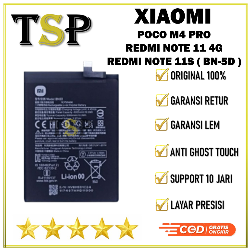 BATERAI XIAOMI BN5D POCO M4 PRO / REDMI NOTE 11 4G / REDMI NOTE 11S ORIGINAL 100%