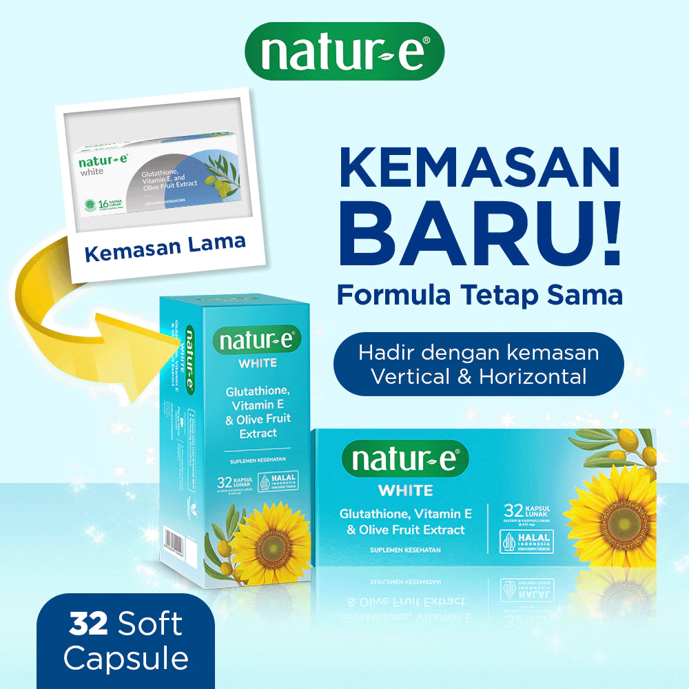 Natur-E White Soft Capsule 32s - Natur E White 32 kapsul dengan Natural Vitamin E, Olive Extract & Glutathione - Membantu Memelihara Kesehatan Kulit - Gambar 4