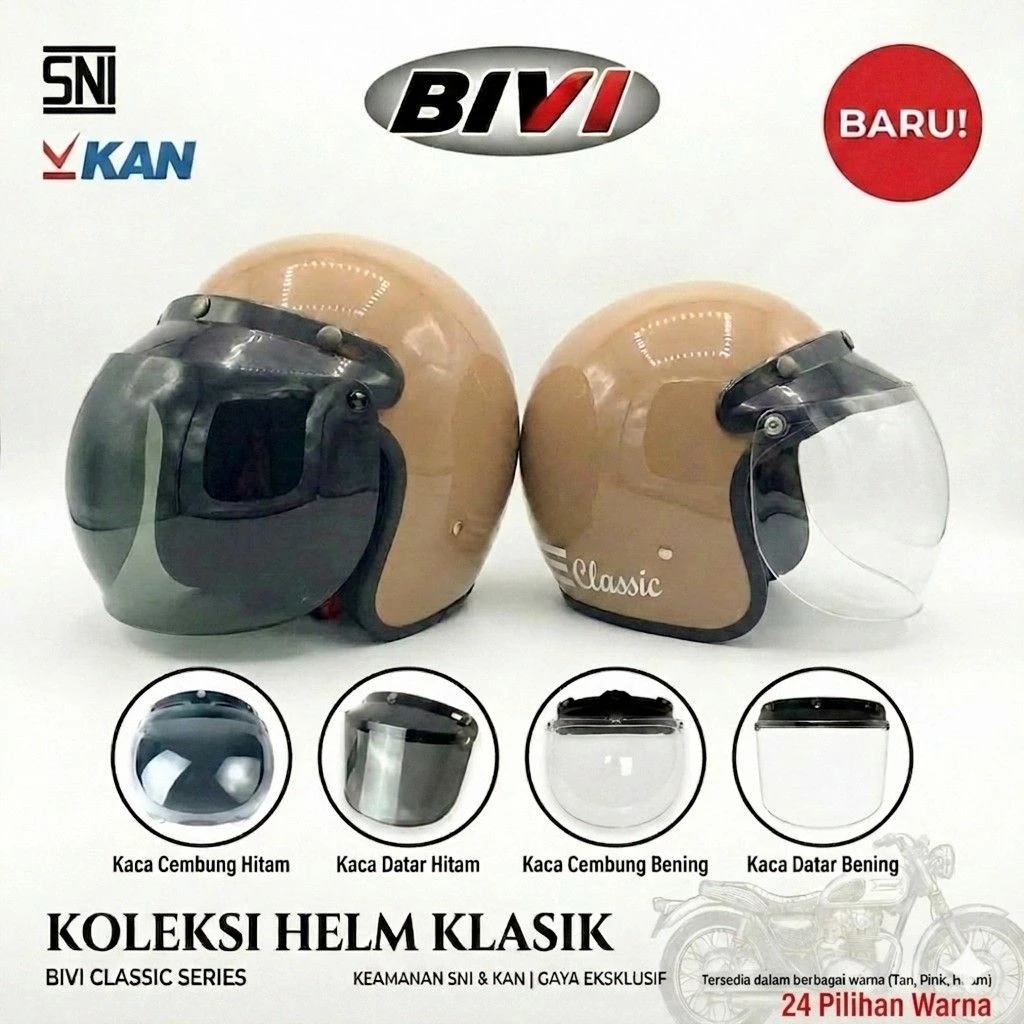 Helm Bogo Half Face BIVI KLASIK Full Face Retro Dengan Desain Classic dan Nyaman Maksimal